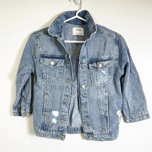 Zara Kids Demin Jean Distressed Jacket Blue Boys 7 - Picture 1 of 2