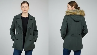 Womens Juniors Urban Republic Olive Green Fleece Winter Coat,Detachabl Hood Sz M - Image 1 of 4