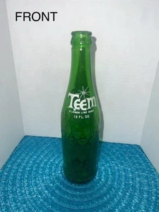 Vintage Teem Lemon Lime Soda Diamond Cut Green Glass Bottle (Empty) - Picture 1 of 4