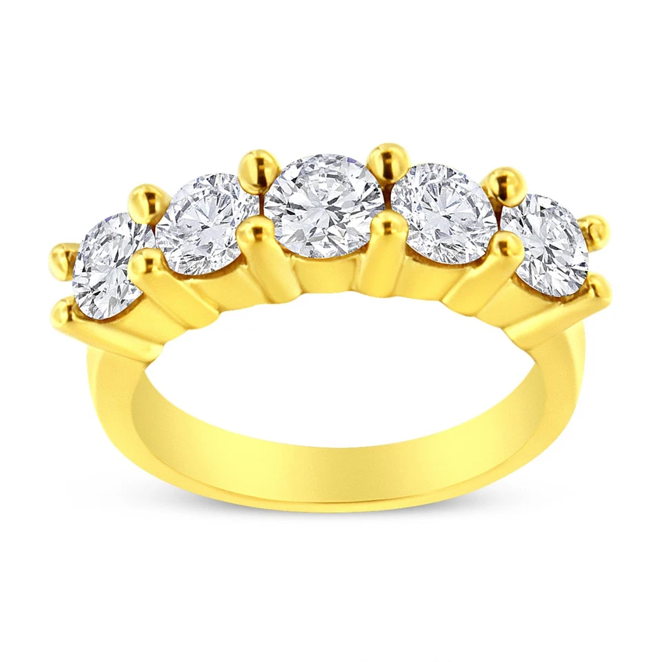 14K Yellow Gold Plated .925 Sterling Silver 2.0 Cttw Set Diamond Wedding  Ring - Image 1 of 1