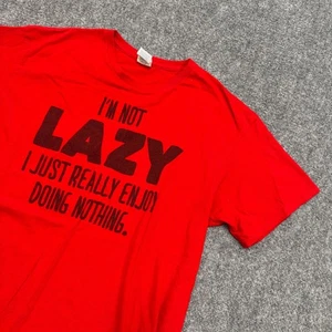Delta Pro Weight T-Shirt Men XL Red Y2K Lazy Shirt Black Word T - Picture 1 of 10