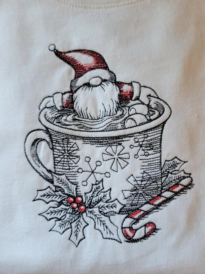 CAMISETA BLANCA NIÑA FADED GLORY MANGA LARGA SANTA GNOMO BORDADA CACAO TALLA M Foto 1 de 1