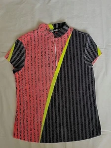 Jamie Sadock Womens Shirt Golf Top Crinkle Plisse 1/4 Zip Polo Mock Collar M - Picture 1 of 5