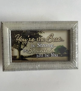 Carson 6" Music Box Your The Best Be Strong Be Beautiful 17852 Blue Danube Gray - Picture 1 of 5