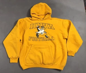 Felpa con cappuccio vintage Iowa Hawkeyes uomo grande gialla maglione Y2K Spell Out - Foto 1 di 10