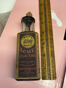 Botella antigua Acme Blacking con etiqueta en buen estado - Imagen 1 de 5