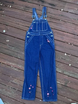 复古女孩间隙花卉刺绣牛仔工作服香港制造 XL 码 — 第 1/4 张图片