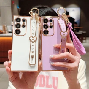For Samsung Galaxy S25 Ultra S24 S23FE A23 Wristband Heart Bracket Phone Cover - Picture 1 of 10