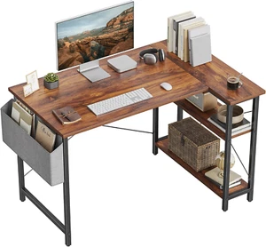 L Shaped Desk, 47 Inch Computer Desk with Reversible Storage Shelves Home Office - Picture 1 of 12
