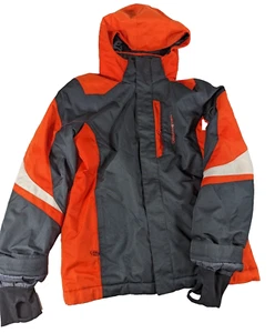 Obermeyer Ski Snowboard Jacket Teen XL Size 18 Black Orange Hooded Full Zip - Picture 1 of 13