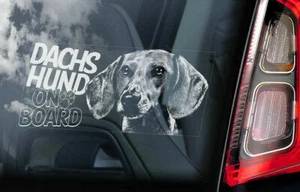 Dachshund Car Sticker - Short-Haired Teckel Dog On Board Bumper Window - V07 - Picture 1 of 1