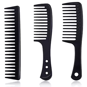 3PCS Wide Tooth Combs, Premium Carbon Fiber Hairdressing Hair Comb Set for Women - Picture 1 of 7