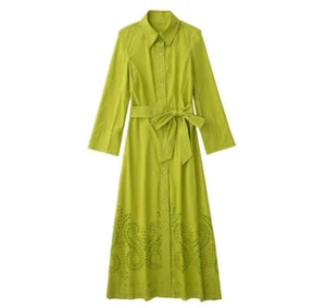 Spring New Women's Embroidered Belt Shirt Dress - Picture 1 of 14