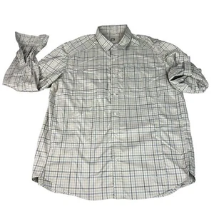 REI Fishing Hiking Shirt Mens Large Plaid Stretch Mesh Side Back Roll Tab Sleeve - Picture 1 of 14