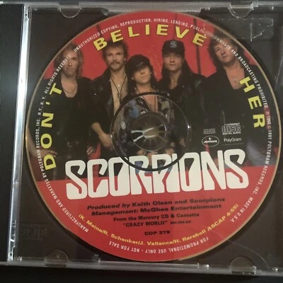 SCORPIONS Don’t Believe her RARE PICTURE DISC 1989 USA PROMO DJ CD Single MINT - Image 1 of 3