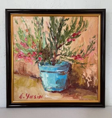 Romero Pintura al Óleo Arte Original Decoración Mediterránea Enmarcado Pintado a Mano Foto 1 de 4