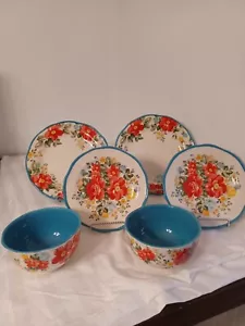 MUJER PIONERA VINTAGE FLORAL 6 PIEZAS. JUEGO DE ARTÍCULOS DE CENA SEMINUEVOS - Imagen 1 de 8