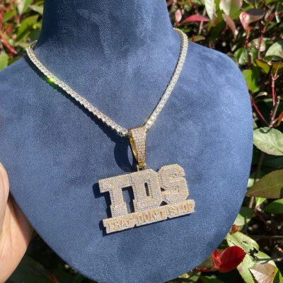 Conjunto de puntas de circonita cúbica de diamante VVS trampa deslumbrante helada cadena colgante hip hop Foto 1 de 4