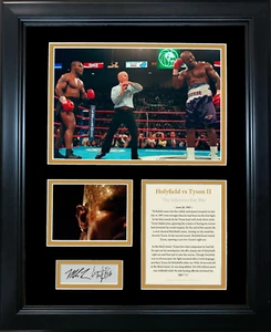 Framed Evander Holyfield vs Tyson Ear Bite Facsimile Engraved Auto 12"x15" Photo - Picture 1 of 1