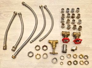 22 x Isolator Valves (19 x 15mm, 3 x 22mm) Flexy Pipes Nuts Olives for PLUMBING - Picture 1 of 24