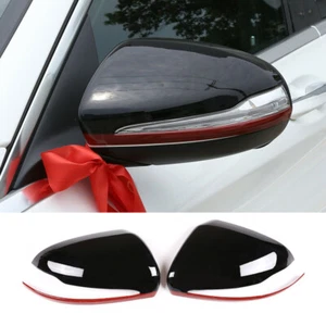 Black Red ABS Side Rearview Mirror Trim For Benz C E S GLC Class W205 W213 15-20 - Picture 1 of 10