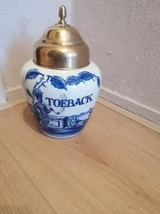 Vaso grande vintage anni '30 nativo blu Delft Zenith Gouda 2154 tabacco con - Foto 1 di 7