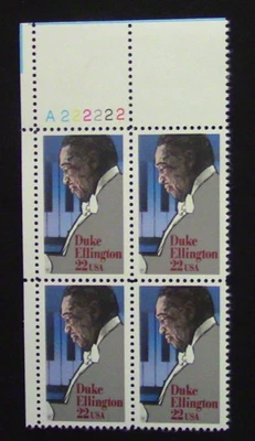 U.S Plate Blk. Scott Cat. #2211..."T.S. Duke Ellington"...M-OG-NH-XF - Image 1 of 2