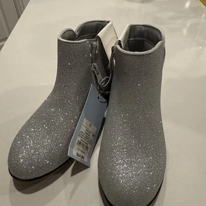 Cat & Jack Stiefel Kleinkind Mädchen Priya Silber Booties Schuhe Glitzer Reißverschluss Größe 11 - Bild 1 von 9