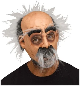 Hairy Harry Old Man Grandpa Adult Mens Costume Overhead 1/2 Mask With Hair - Picture 1 of 2