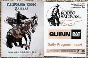 CALIFORNIA RODEO SALINAS-OFFICIAL 1991 PROGRAM+CHAMPIONS DAY PROGRAM INSERT - Picture 1 of 2