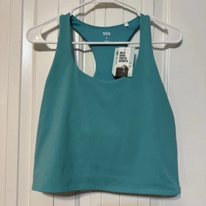DSG Crop Tank Top Teal Blue L Shelf Bra NWT UPF 50+ Moisture-Wicking Workout - Picture 1 of 9