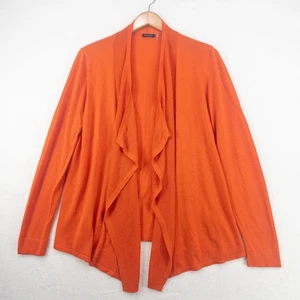 Maglione Magaschoni donna grande arancione seta misto cashmere aperto davanti cardigan - Foto 1 di 13