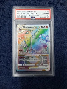 2022 Pokemon Brilliant Stars Charizard VSTAR 174/172 Secret Full Art PSA 10 - Picture 1 of 6