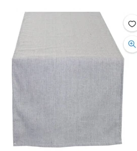 Fennco Styles Gray Striped 100% Cotton Farmhouse Table Runner 16” X 54” - Picture 1 of 8