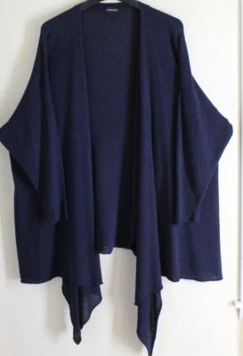 Elegante Suéter Eskandar OS SEDA AZUL MARINO Muy Fluido Gran Tamaño 42" Largo Tejido Cortina Foto 1 de 4
