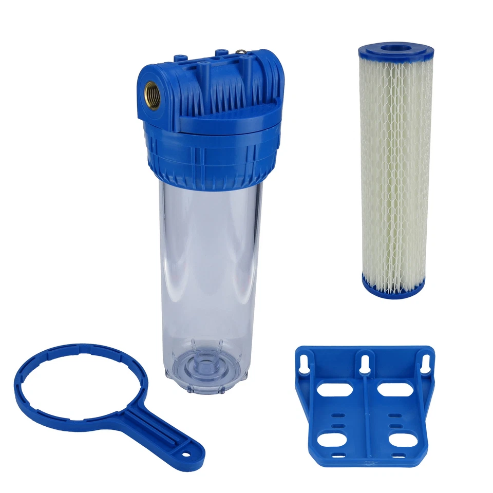 Wasser Filtergehäuse 10" 3-teilig 1/2" IG Messing Vorfilter Garten +Fächerfilter - Bild 1 von 1