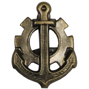 CZECHOSLOVAKIAN ARMY BRASS EMBLEM ENGINEER BADGE GEAR AND ANCHOR INSIGNIA PINS - Picture 1 of 2