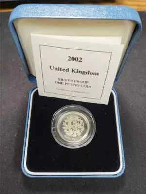 2002 GREAT BRITAIN UK - £1 POUND - ENGLISH LIONS - PROOF SILVER - OGP w/ COA - Image 1 of 4