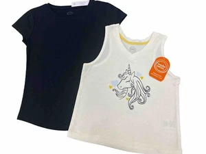 Girl Tops Lot of 2 Tank Tee Size Small 6/6X Unicorn Summer New - Picture 1 of 9