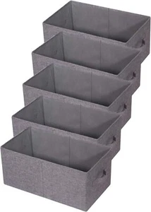 Set of 5 Closet Organizer Bins with Handle, Fabric Foldable Storage Baskets Box - Picture 1 of 7