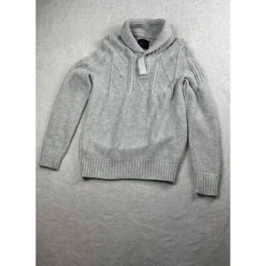 American Eagle Shawl Zopfmuster Pullover Pulli warm Freizeit Fischer grau M - Bild 1 von 8