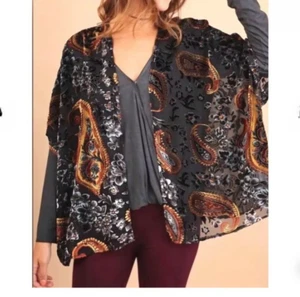 Umgee Gr. S Kimono Burnout Samt Whimsigoth Witchy offen Staubtuch Oversized - Bild 1 von 12