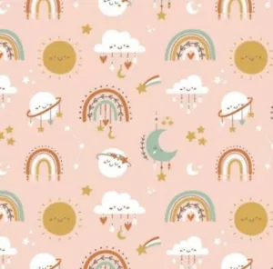Stay Wild Flower Child Blush Boho Galaxy Cotton Quilt Fabric by the Yard - Picture 1 of 3