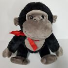 Fiesta 9" Black Sitting Gorilla Ape Stuffed Animal Plush Toy Red Ribbon Soft