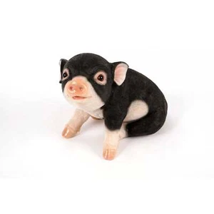 Garden Creations Sitting Black Piglet Outdoor Garden Resin Statue Ornament - Picture 1 of 1