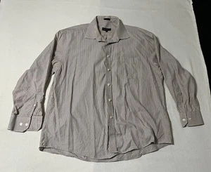 Jhane Barnes Mens 17.5 34/35 XL Button Up Long Sleeve Shirt Beige - Picture 1 of 7