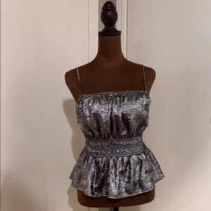 Bustier antiguo azul marino plateado sin mangas - Imagen 1 de 6