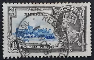 1935 Nigeria 1 1/2c Silver Jubilee KGV stamp cancelled Ogwashi-Uku - Bild 1 von 2