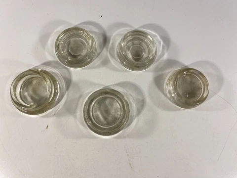 Lot 5 Vintage Clear Glass Furniture Sliders Coasters Feet Cover