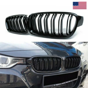 Par de parrillas de parachoques delanteras negras brillantes para BMW F30 328i 335i 2012-16 - Imagen 1 de 10